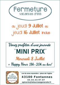 Affiche Fermeture Juillet 2026